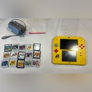 Nintendo 2DS XL Yellow and Red Super Mario Maker Console with 15 Games